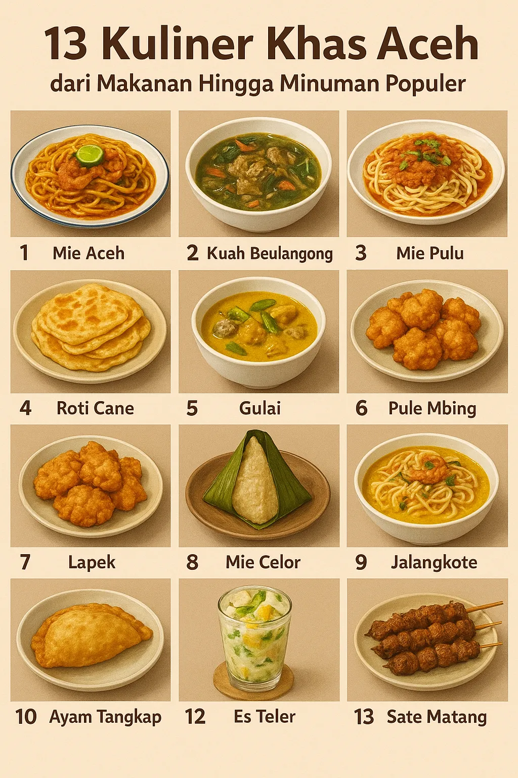 13 Kuliner Khas Aceh dari Makanan Hingga Minuman Populer