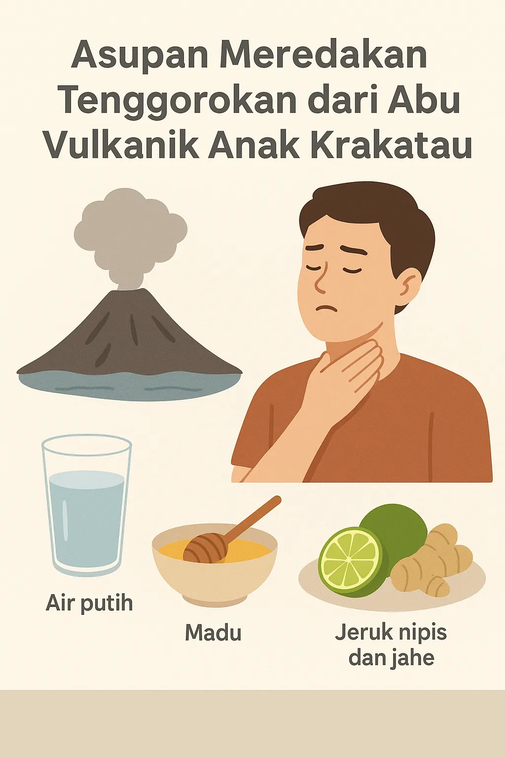 Asupan Meredakan Tenggorokan dari Abu Vulkanik Anak Krakatau