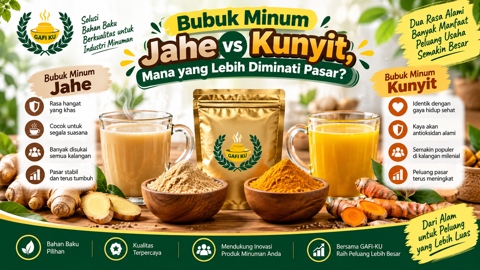 Bubuk Minum Jahe vs Kunyit, Mana yang Lebih Diminati Pasar?